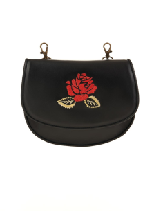 BOLSO ROSA ROJA HOJA DORADA/NEGRO 3