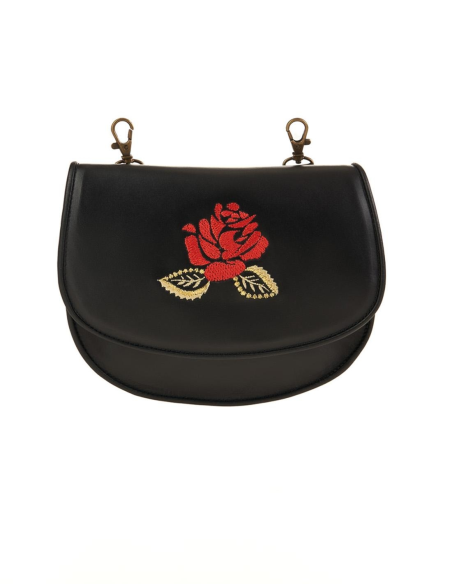 BOLSO ROSA ROJA HOJA DORADA/NEGRO 3